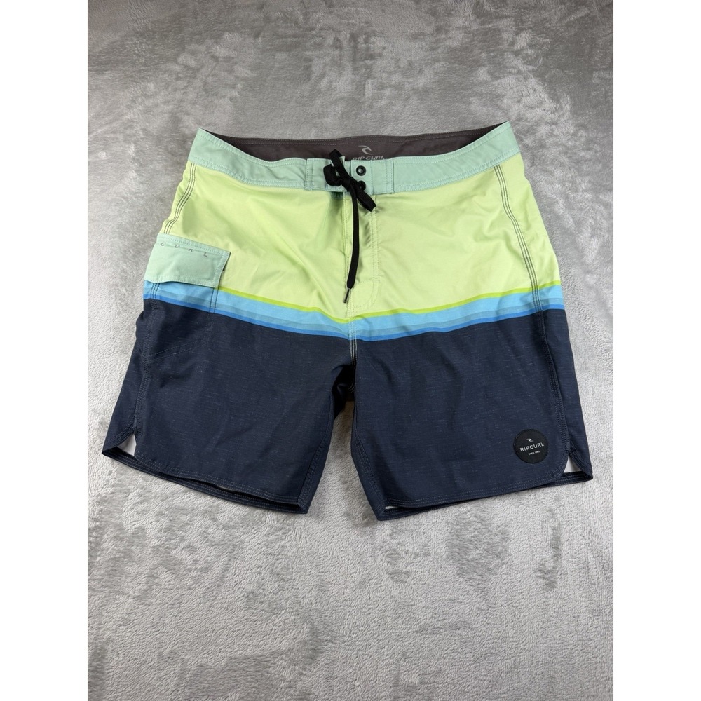 Rip Curl Board Shorts‎ Men's Size 36 Stretch Pocket Green Blue Gray